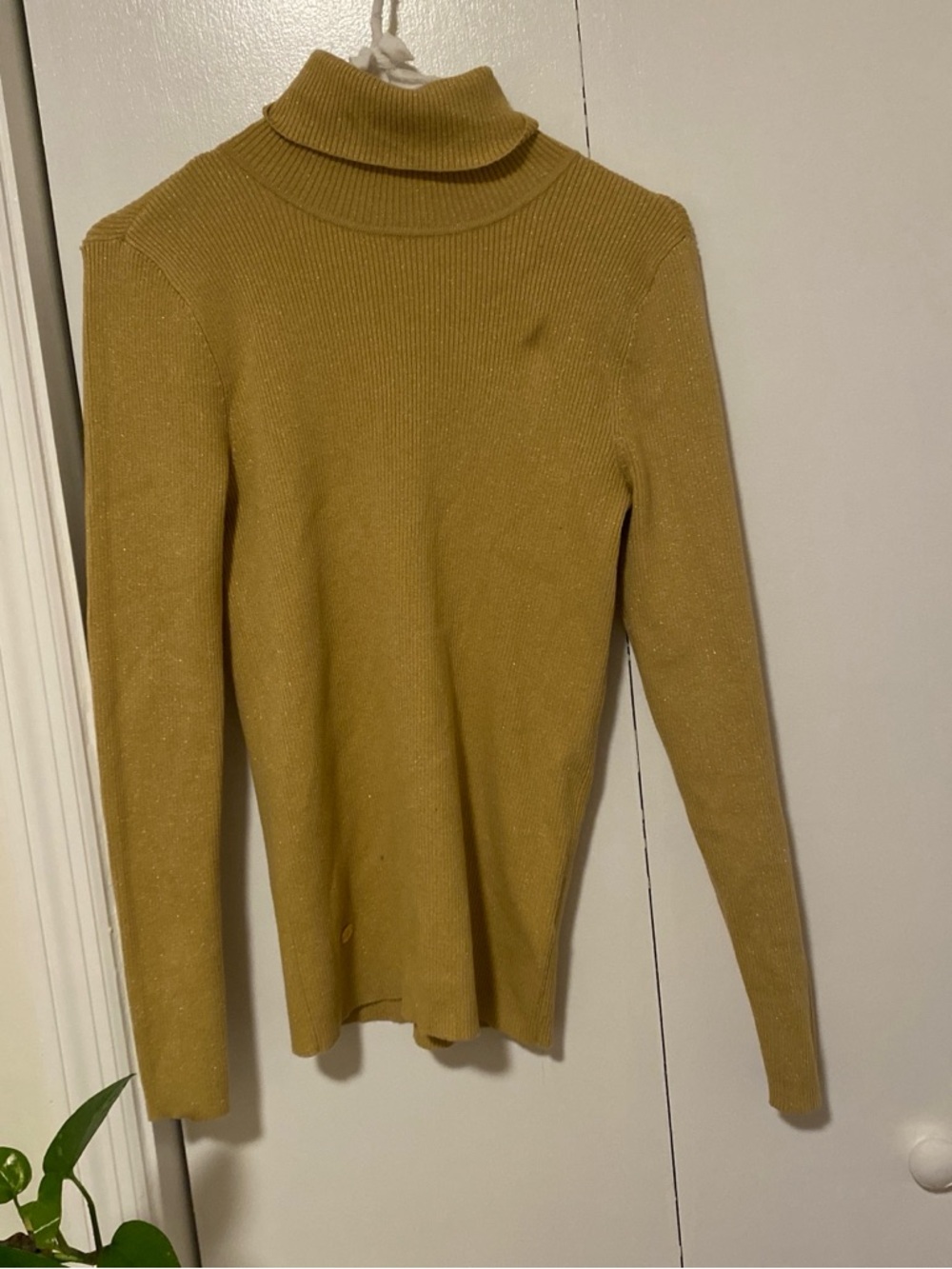 Gold Turtleneck Ribbed Sweater with sparkles - Women